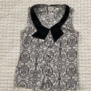 Black & White Button Down Sleeveless Blouse Size X Small